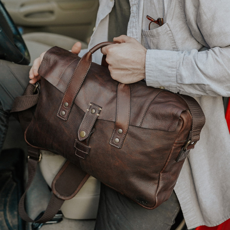 Men's Modern Leather Briefcase Bag | Vintage Oak front