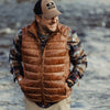 Men's Leather Down Vest | Light Brown