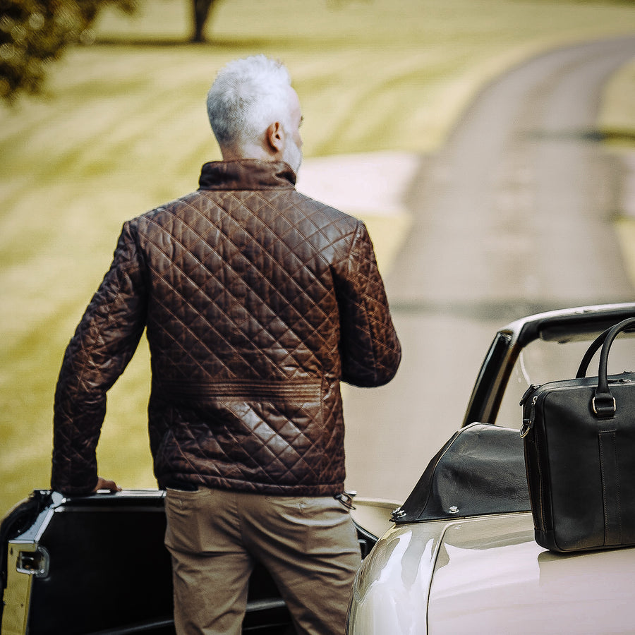 Mens Leather Quilted Jacket - Jack Andrews Leather