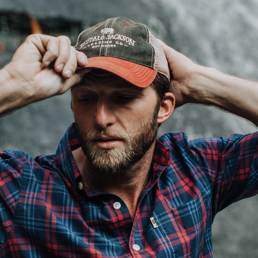 Buffalo Jackson Vintage Trucker Hat - Red/Black 