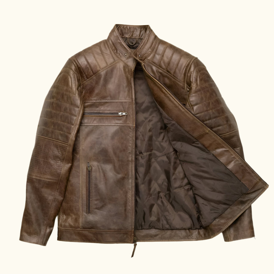 Leather Motorcycle Jacket - Mens