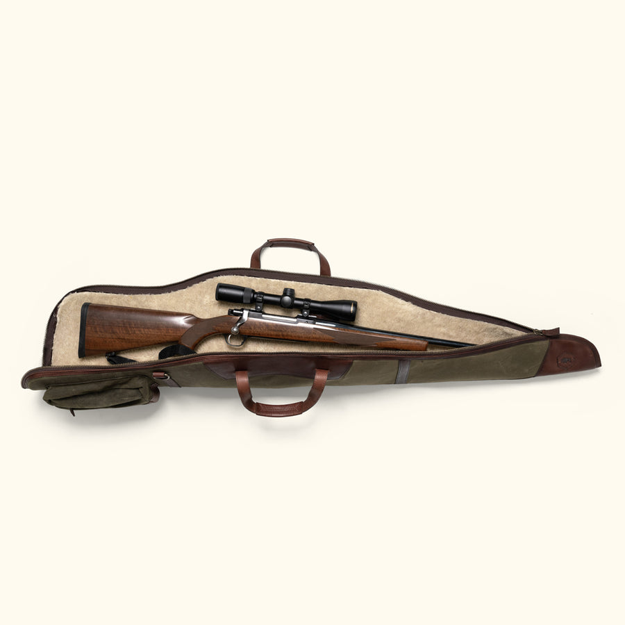 Dakota Rifle Case | Waxed Canvas Green w/ Dark Briar Leather