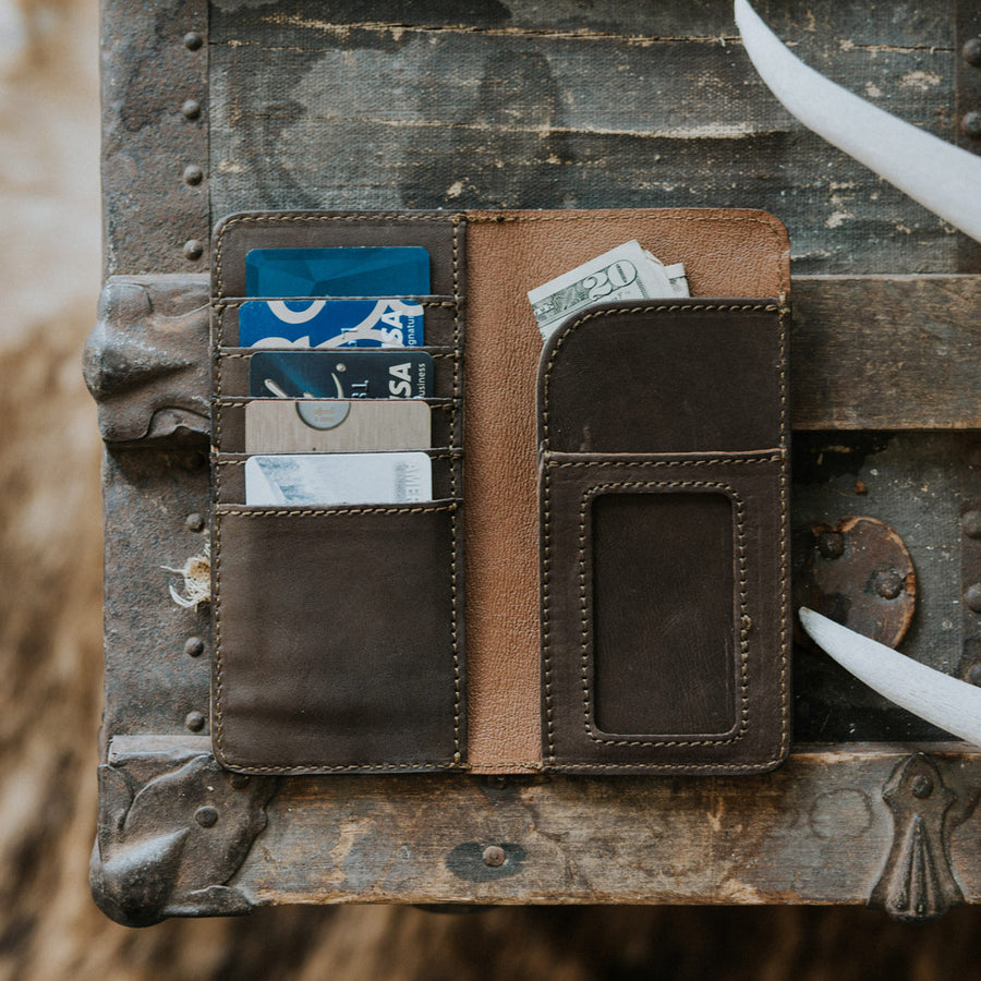 Denver Leather Checkbook Wallet | Dark Briar