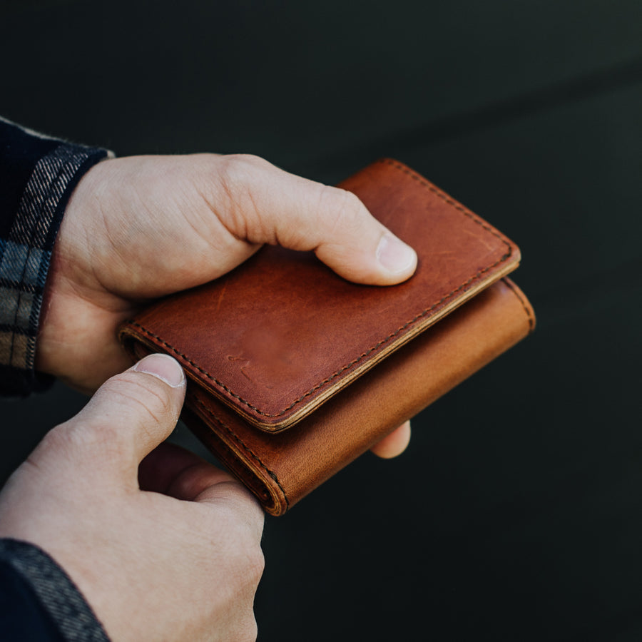 Mens Leather Trifold Wallet - Cow Leather