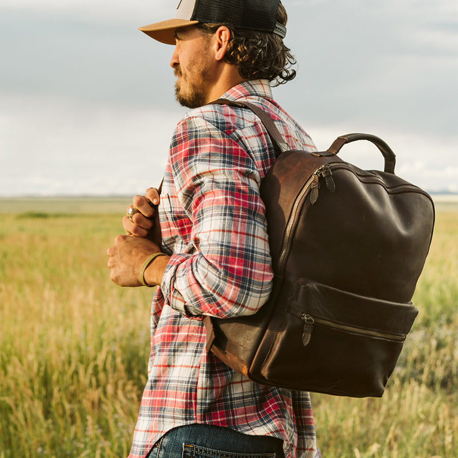 Leather Backpack - Simple Full Grain Leather Design