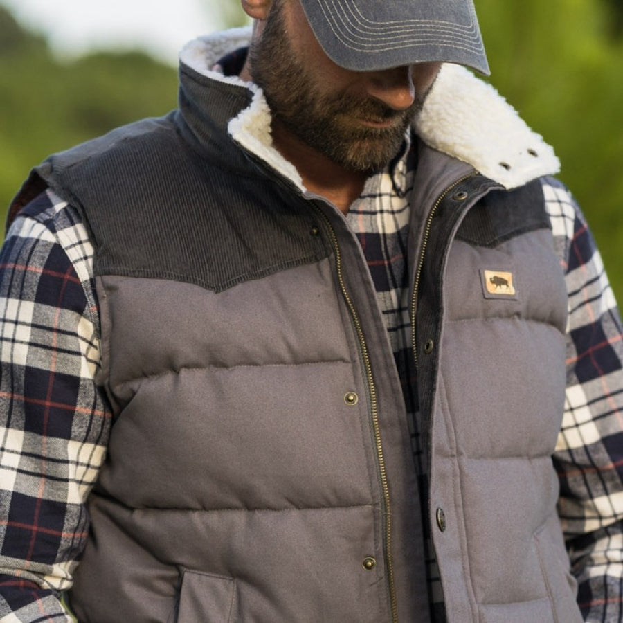 Jackson Vest w/ Sherpa Collar - Gray and Charcoal 