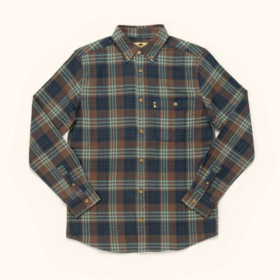 Men's Rugged Work Flannel Shirt Glacial Stream 