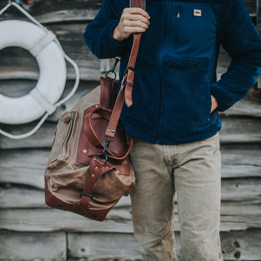 Men's Classic Waxed Canvas Weekend Bag Khaki Front