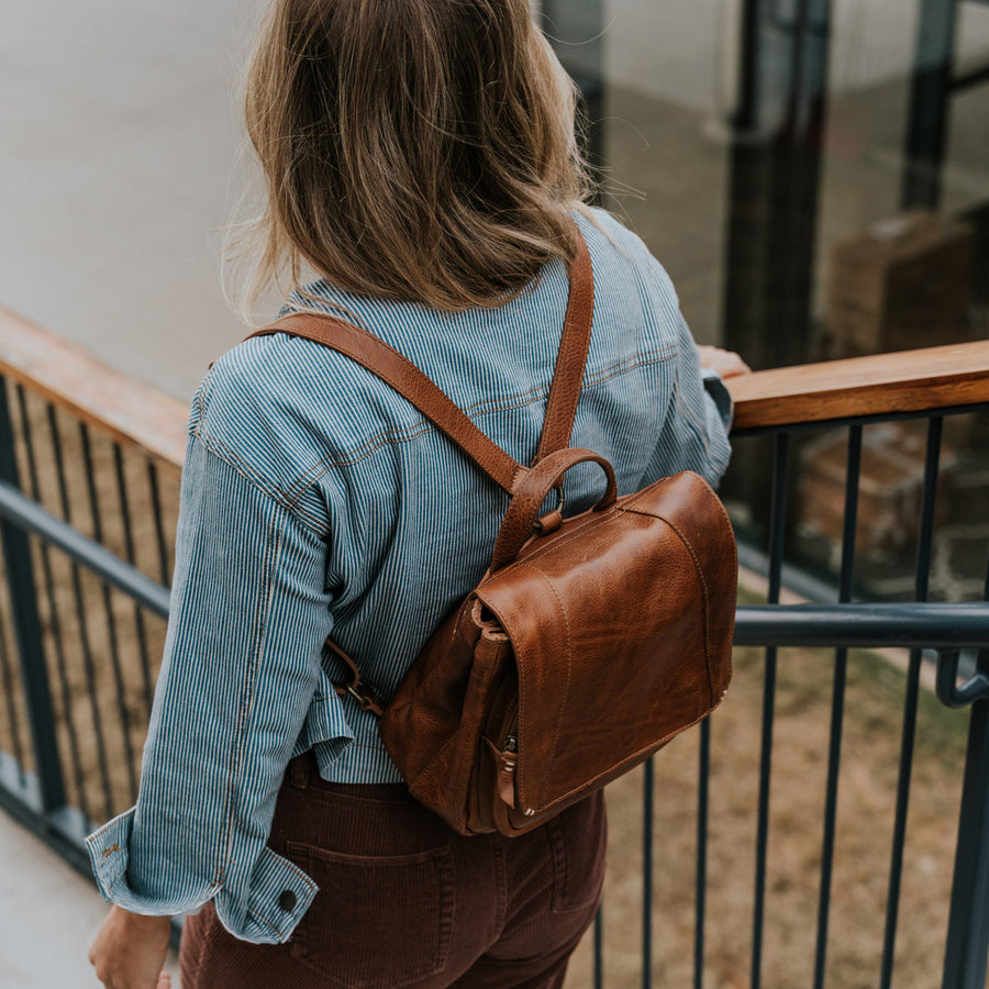 Walker Leather Backpack | Rustic Tan
